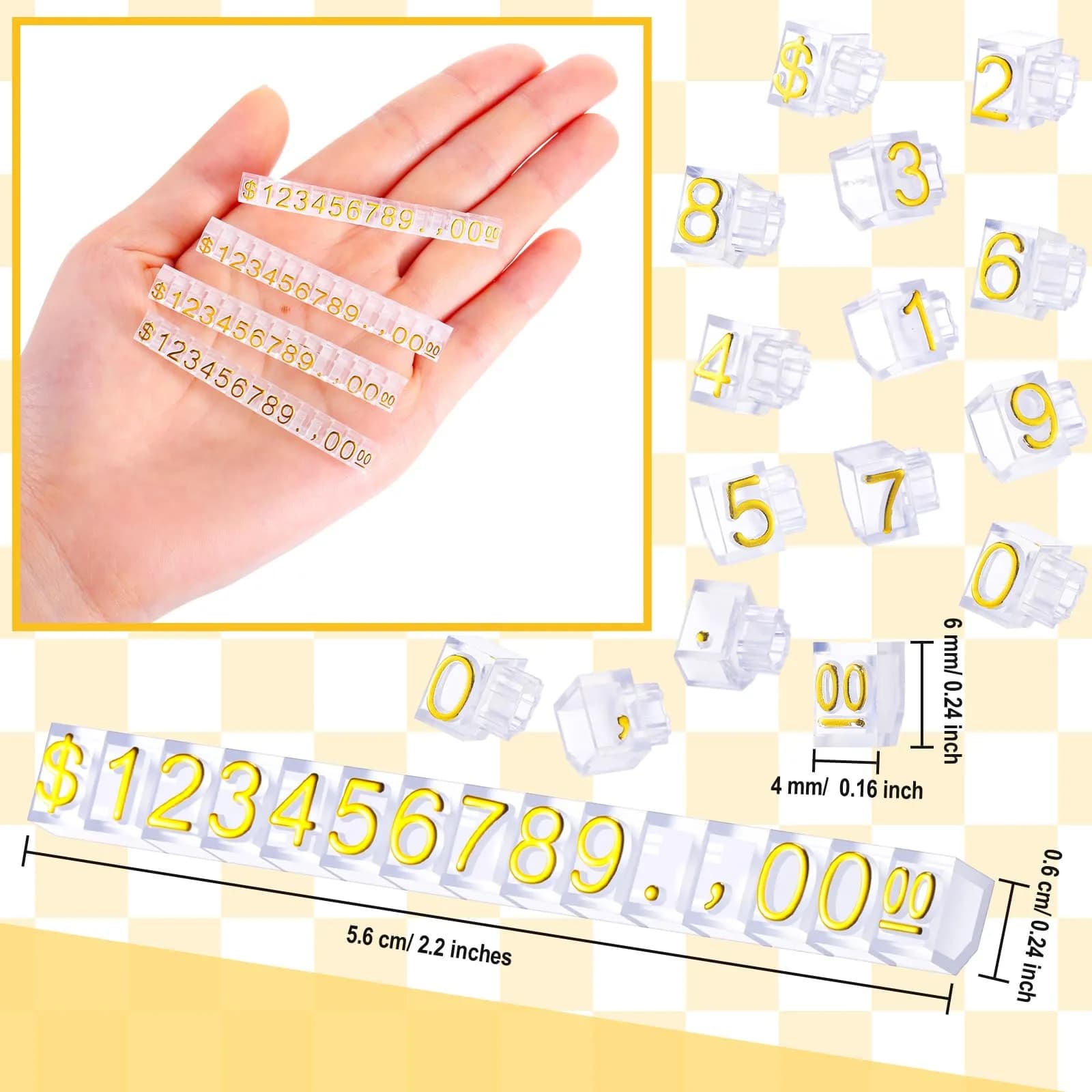 Qunclay 50 Sets Clear Price Display Cubes with Gold Numbers & Black Bases - Adjustable Retail Pricing Tags - view 2