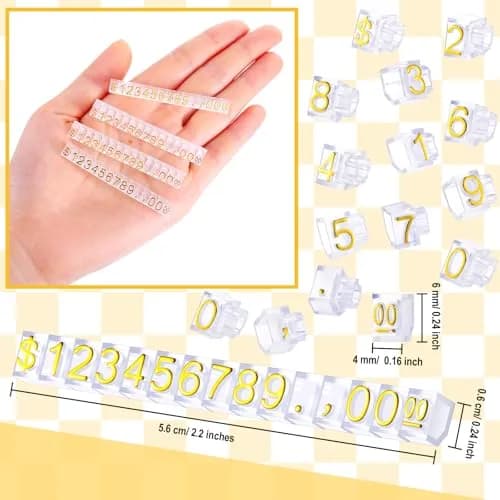 Qunclay Gold Label Price Display Cubes 50 Sets | Adjustable Retail Price Tags for Small Business thumbnail 2