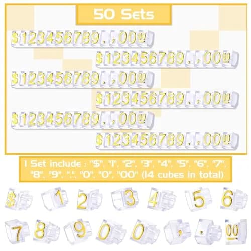 Qunclay Gold Label Price Display Cubes 50 Sets | Adjustable Retail Price Tags for Small Business thumbnail 3