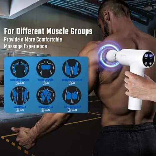 cotsoco Massage Gun Deep Tissue | 20 Speeds, 9 Heads, 12mm Stroke, Silent Motor, for Pain Relief (70-120 chars) thumbnail 7