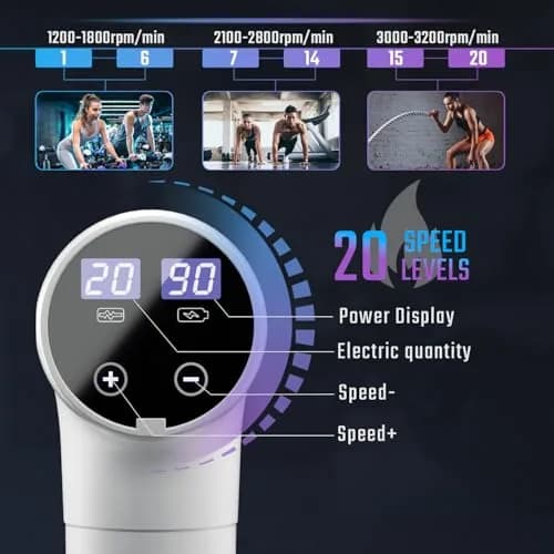 cotsoco Massage Gun Deep Tissue | 20 Speeds, 9 Heads, 12mm Stroke, Silent Motor, for Pain Relief (70-120 chars) thumbnail 2