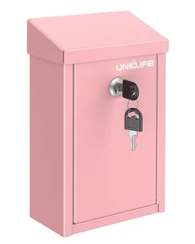 Uniclife Pink Metal Donation Box, Wall Mounted Mailbox for Outside 23.6cm (9.3in) H x 12.9cm (5.1in) W x 7.6cm (3in) D | Secure Key Drop Box for Home Office Business thumbnail 8