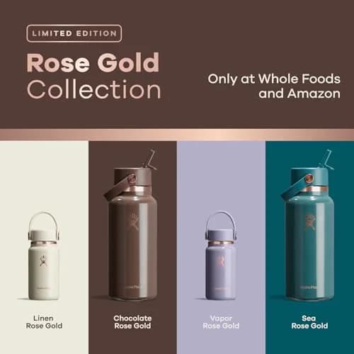 Hydro Flask Water Bottle - Insulated Stainless Steel - Wide Mouth, 32 Oz, Leakproof, Refillable, Linen Rose Gold thumbnail 3