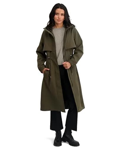 TAHARI Women's Amelia Softshell Trench Coat, Olive, Medium | Lightweight Water-Resistant Raincoat for Women thumbnail 4
