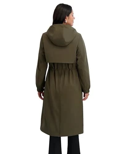 TAHARI Women's Amelia Softshell Trench Coat, Olive, Medium | Lightweight Water-Resistant Raincoat for Women thumbnail 3