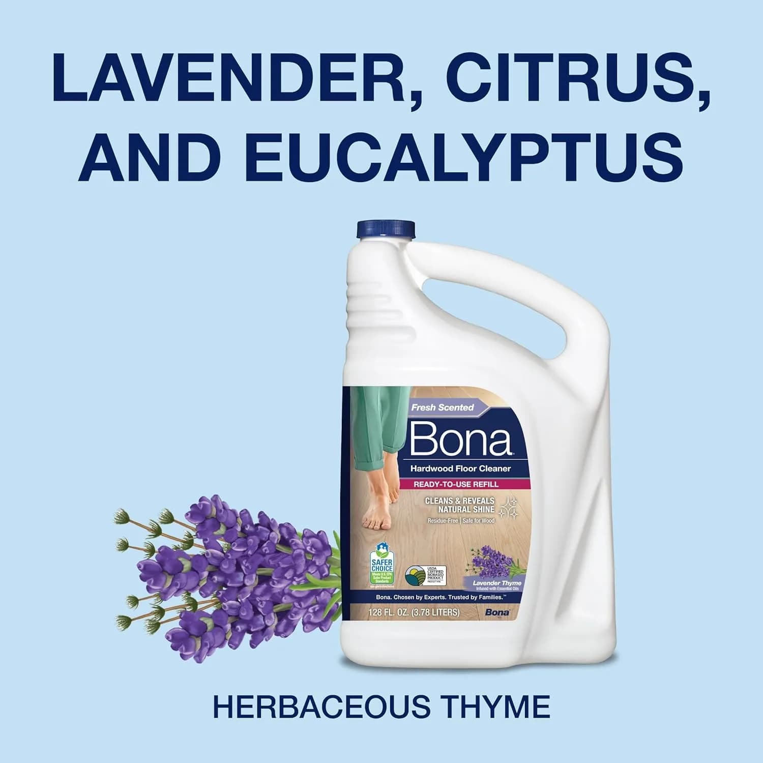 Bona Hardwood Floor Cleaner Refill Lavender Thyme Scent, 2840ml (96 fl oz) | Residue-Free Wood Floor Cleaning Solution thumbnail 4