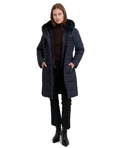 TAHARI Women's Casey Slim Fit Quilted Puffer Coat Luna Medium | All-Weather Warmth & Style thumbnail 1