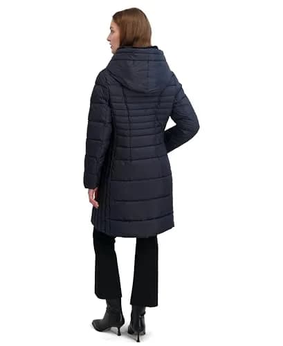 TAHARI Women's Casey Slim Fit Quilted Puffer Coat Luna Medium | All-Weather Warmth & Style thumbnail 4