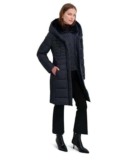 TAHARI Women's Casey Slim Fit Quilted Puffer Coat Luna Medium | All-Weather Warmth & Style thumbnail 3