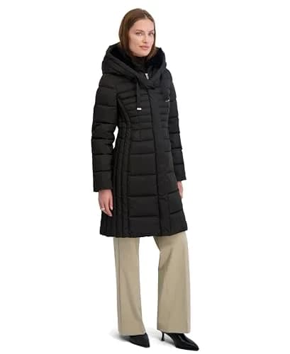 TAHARI Women's Casey Slim Fit Quilted Puffer Coat, Black, Small | All-Weather Warmth & Style thumbnail 3