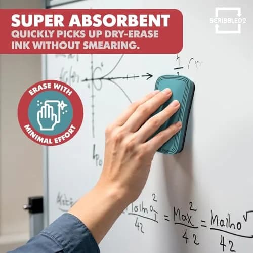 Scribbledo Magnetic Dry Erase Erasers 4 Pack, Boho Colors, 10.16 cm (4 Inch) | Streak-Free Board Care thumbnail 6