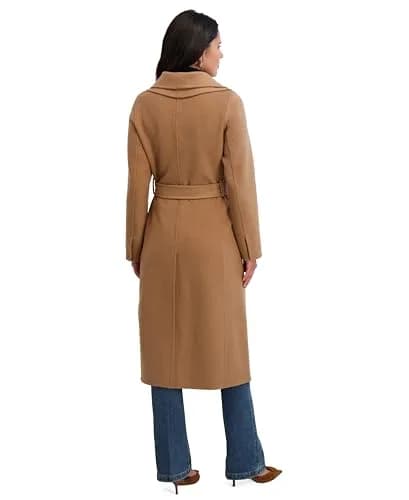 Tahari Women's Slim Fit Wool Blend Wrap Coat with Tie Belt | Elegant Long Wool Coat for Women in Camel, Large thumbnail 3