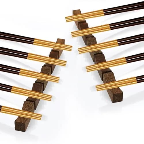 YTLX Natural Wenge Wood Chopstick Rests 20-Piece Set | Holds Utensils Neatly thumbnail 7