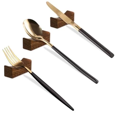 YTLX Natural Wenge Wood Chopstick Rests 20-Piece Set | Holds Utensils Neatly thumbnail 3