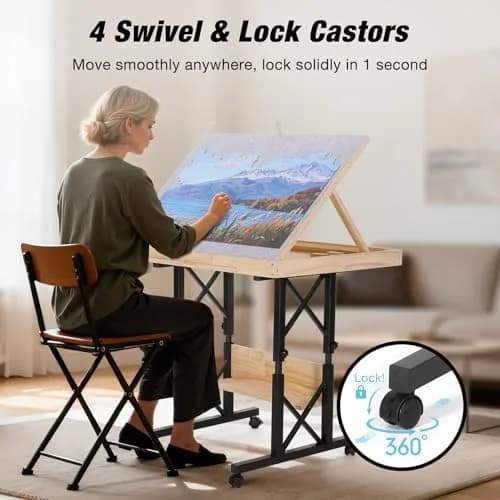 FUNTOK Puzzle Table with Legs for Adults | Adjustable Height, 1500 Pieces, Portable with Wheels & Drawers thumbnail 5