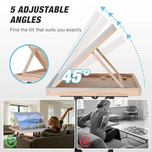 FUNTOK Puzzle Table with Legs for Adults | Adjustable Height, 1500 Pieces, Portable with Wheels & Drawers thumbnail 2