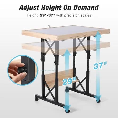 FUNTOK Puzzle Table with Legs for Adults | Adjustable Height, 1500 Pieces, Portable with Wheels & Drawers thumbnail 3