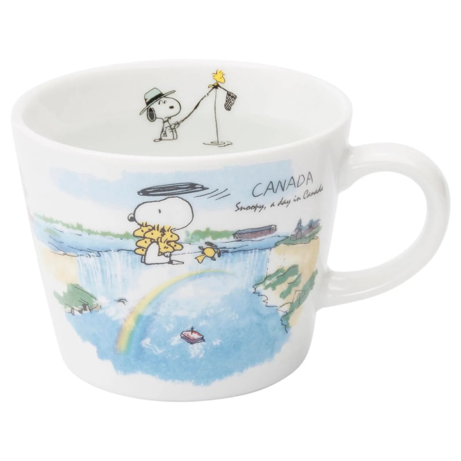 シミズ陶業(Shimizutougyou) Peanuts Snoopy World Travel Canada Mug 340ml | Microwave & Dishwasher Safe — White