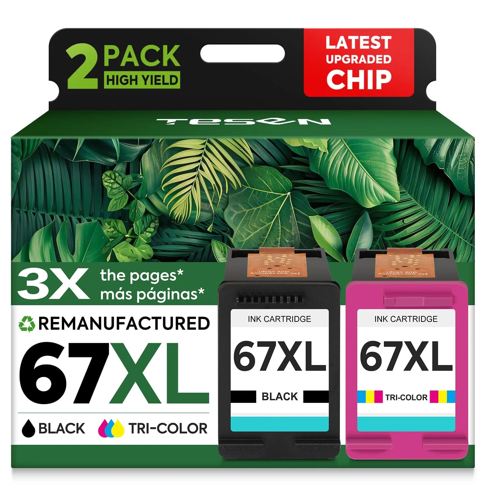 TESEN 67XL Ink Cartridge Replacement for HP Ink 67 2855e Printer Ink | High Page Yield, Compatible with HP DeskJet & Envy Printers