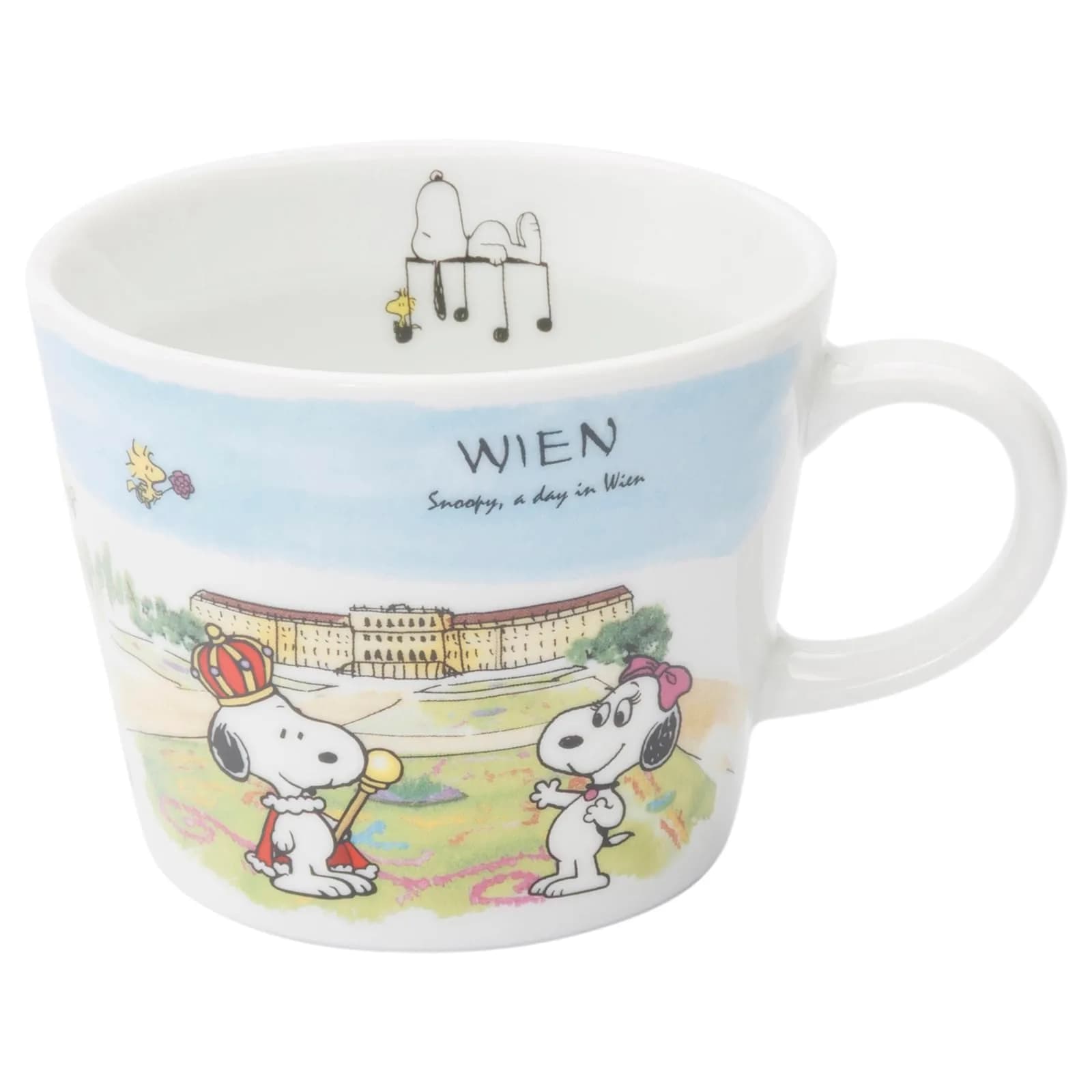 シミズ陶業(Shimizutougyou) Snoopy World Travel Vienna Mug 340ml | Microwave & Dishwasher Safe — White