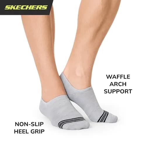 Skechers Men's Slip-ins 6-Pack Performance No Show Socks, White/Light Grey/Black, Shoe Size 10-13 thumbnail 3