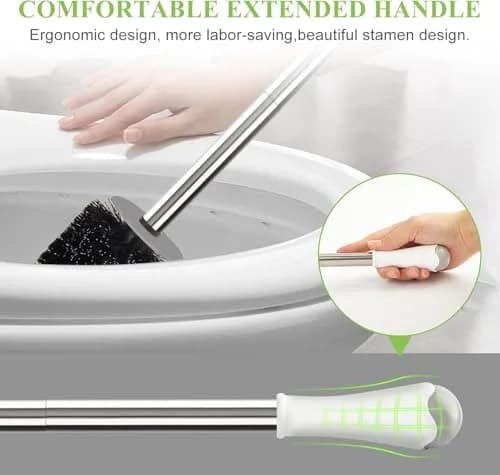 AONEZ Toilet Brush and Holder Set, 3 Pack, White & Grey | Deep Clean Bathroom Accessories thumbnail 4