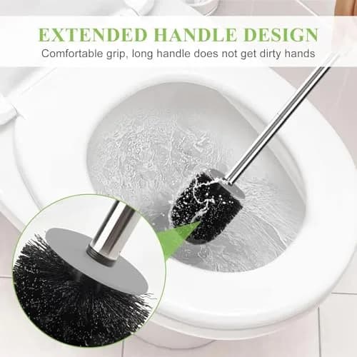 AONEZ Toilet Brush and Holder Set, 3 Pack, White & Grey | Deep Clean Bathroom Accessories thumbnail 5