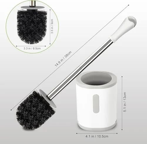 AONEZ Toilet Brush and Holder Set, 3 Pack, White & Grey | Deep Clean Bathroom Accessories thumbnail 2