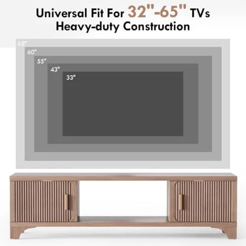GOUUN 58 Inch Mid Century Modern TV Stand for Living Room | Vintage Boho Media Console with Storage thumbnail 5
