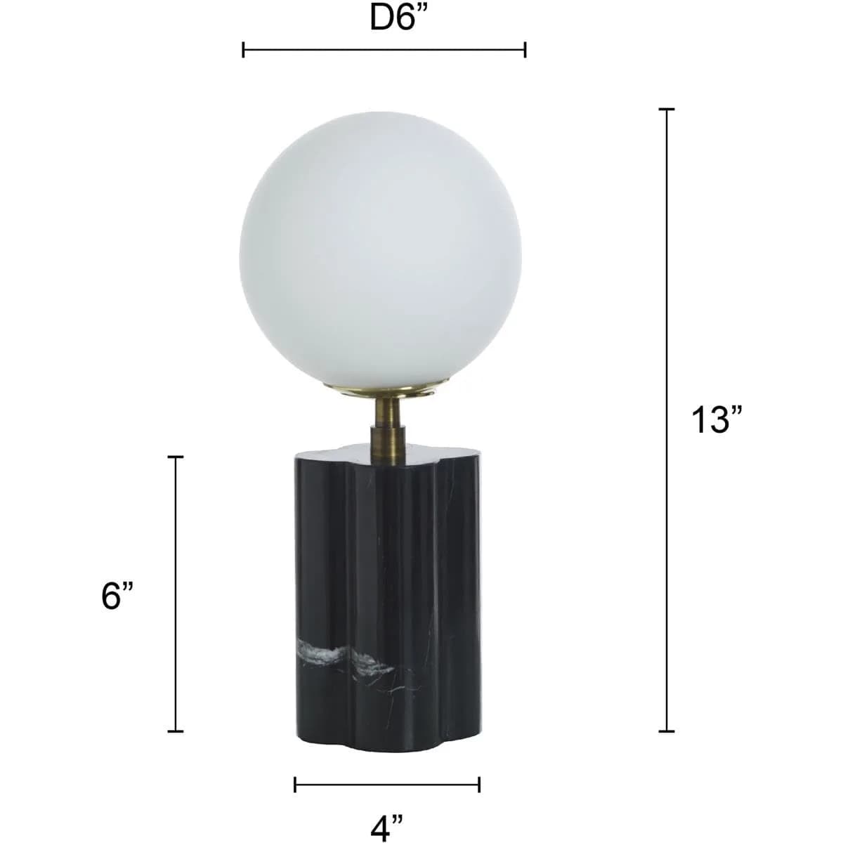 Stylecraft Home Collection TDL212138DS 15W Table Lamp - Black Marble | Modern Orb Shade with Dimmer thumbnail 7