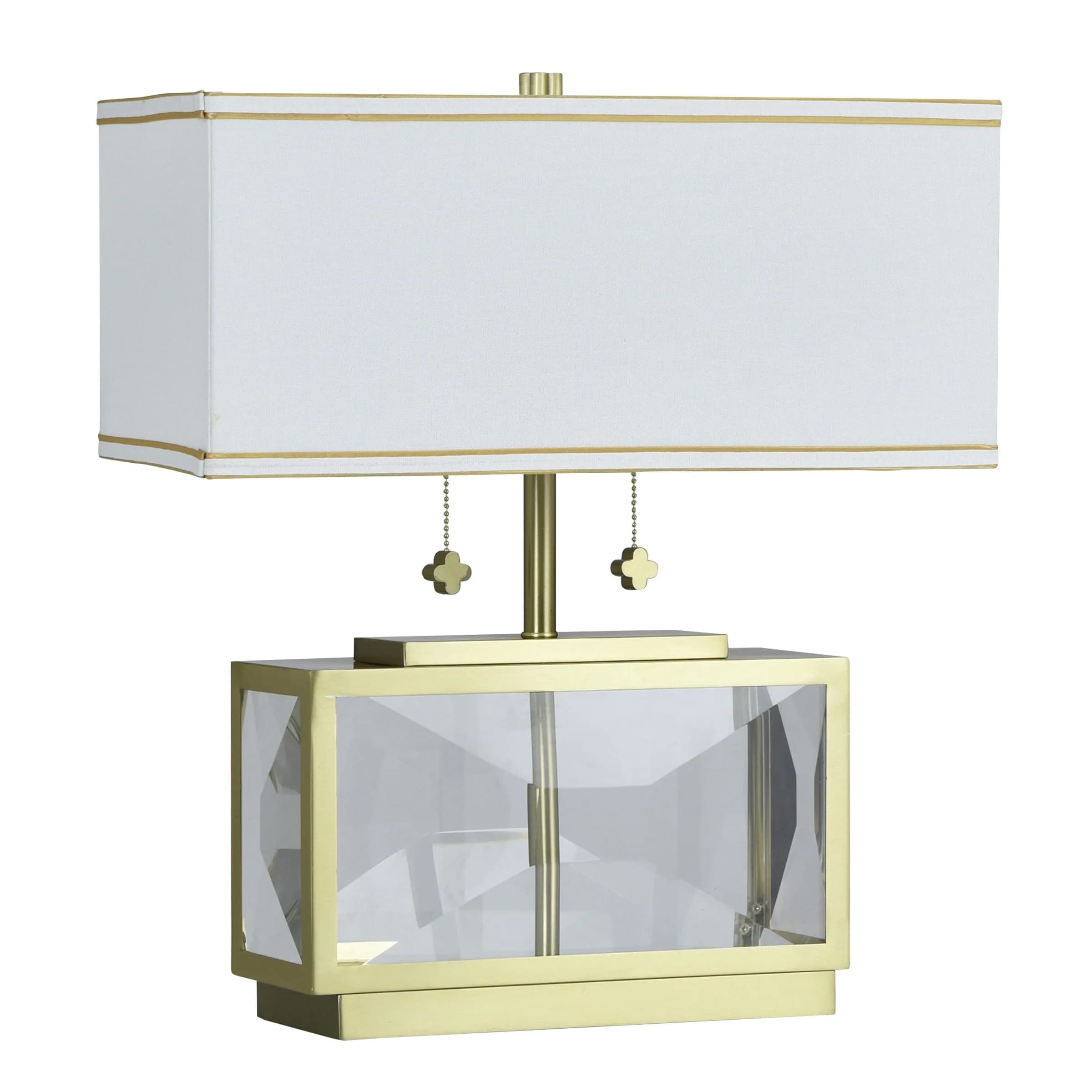 Stylecraft Home Collection TDL212159DS Celeste - 2 Light Table Lamp-21 Inch Tall and 18 Inch Wide, Finish Color: Polished Brass/Clear | Geometric Modern Design — Polished Brass/Clear