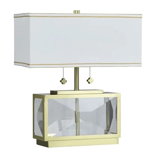 Stylecraft Home Collection TDL212159DS Celeste - 2 Light Table Lamp-21 Inch Tall and 18 Inch Wide, Finish Color: Polished Brass/Clear | Geometric Modern Design thumbnail 1