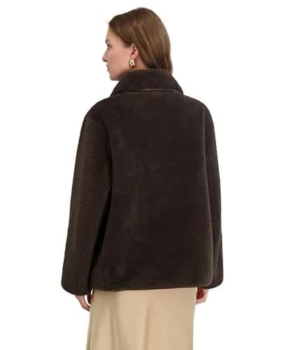 Tahari Women's Kai Reversible Faux Shearling Jacket with PU Trim, Large | Versatile 2-in-1 Style for Cold Weather thumbnail 2