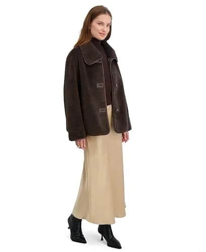 Tahari Women's Kai Reversible Faux Shearling Jacket with PU Trim, Large | Versatile 2-in-1 Style for Cold Weather thumbnail 3