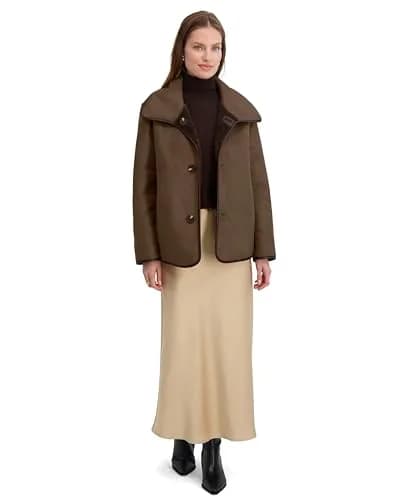 Tahari Women's Kai Reversible Faux Shearling Jacket with PU Trim, Large | Versatile 2-in-1 Style for Cold Weather thumbnail 4