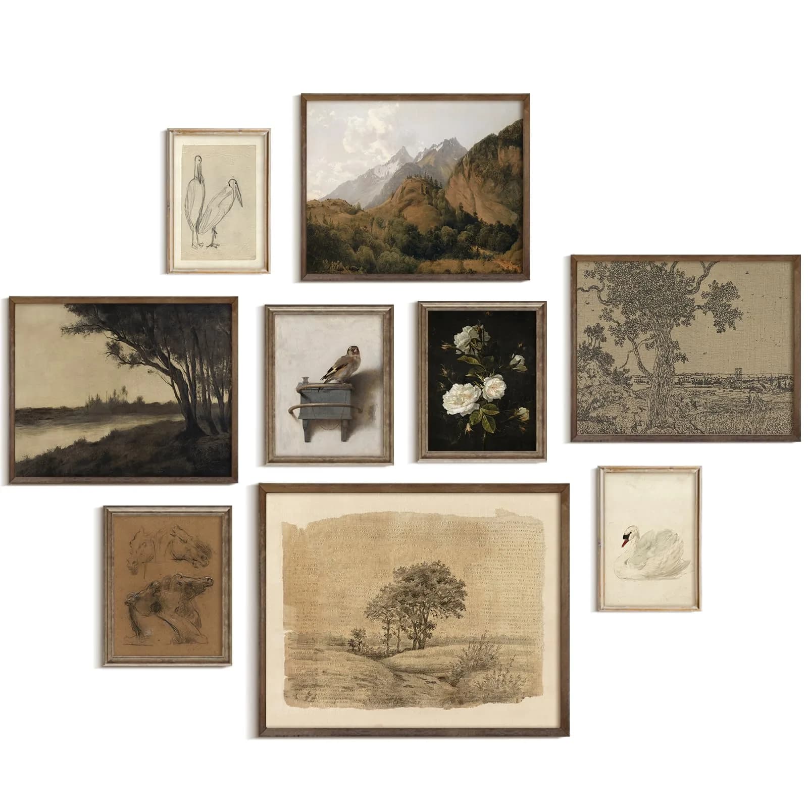 Vodefoad 9Pcs Vintage Gallery Wall Art Decor Prints | Rustic French Country Nature Landscape