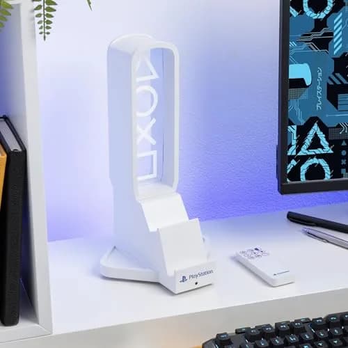 Paladone PlayStation 3-in-1 Headphone Stand and Tech Charging Station | RGB Colour Changing Light Panel, USB-C Ports, Officially Licensed for Gamers thumbnail 2