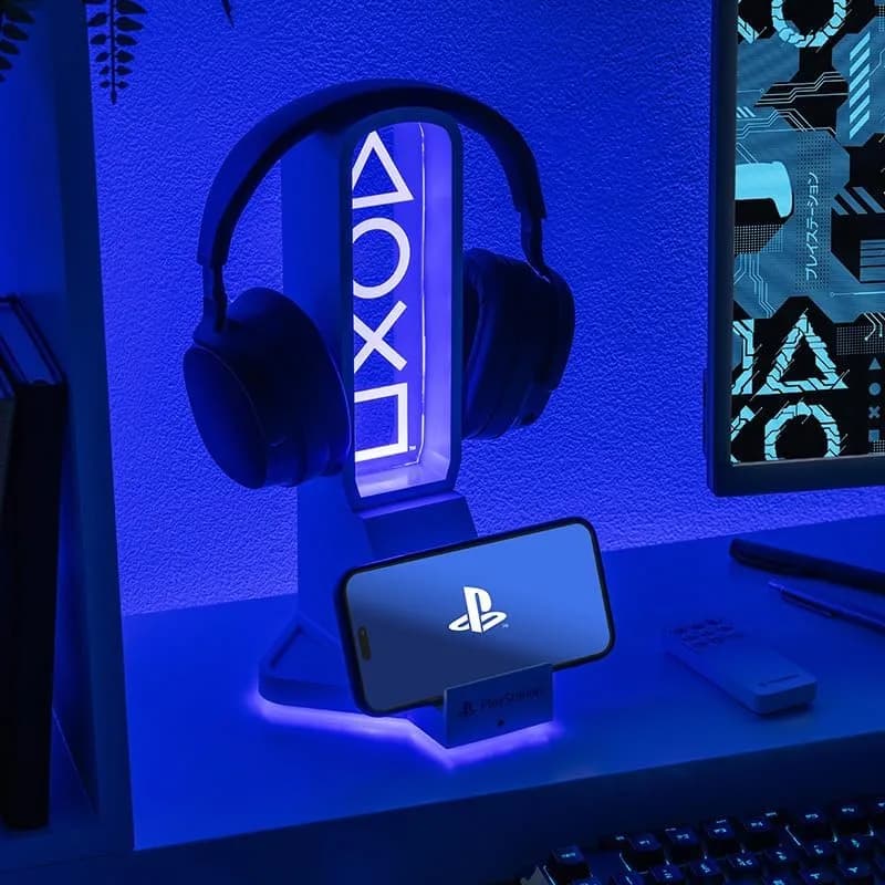 Paladone PlayStation 3-in-1 Headphone Stand and Tech Charging Station | RGB Colour Changing Light Panel, USB-C Ports, Officially Licensed for Gamers thumbnail 4