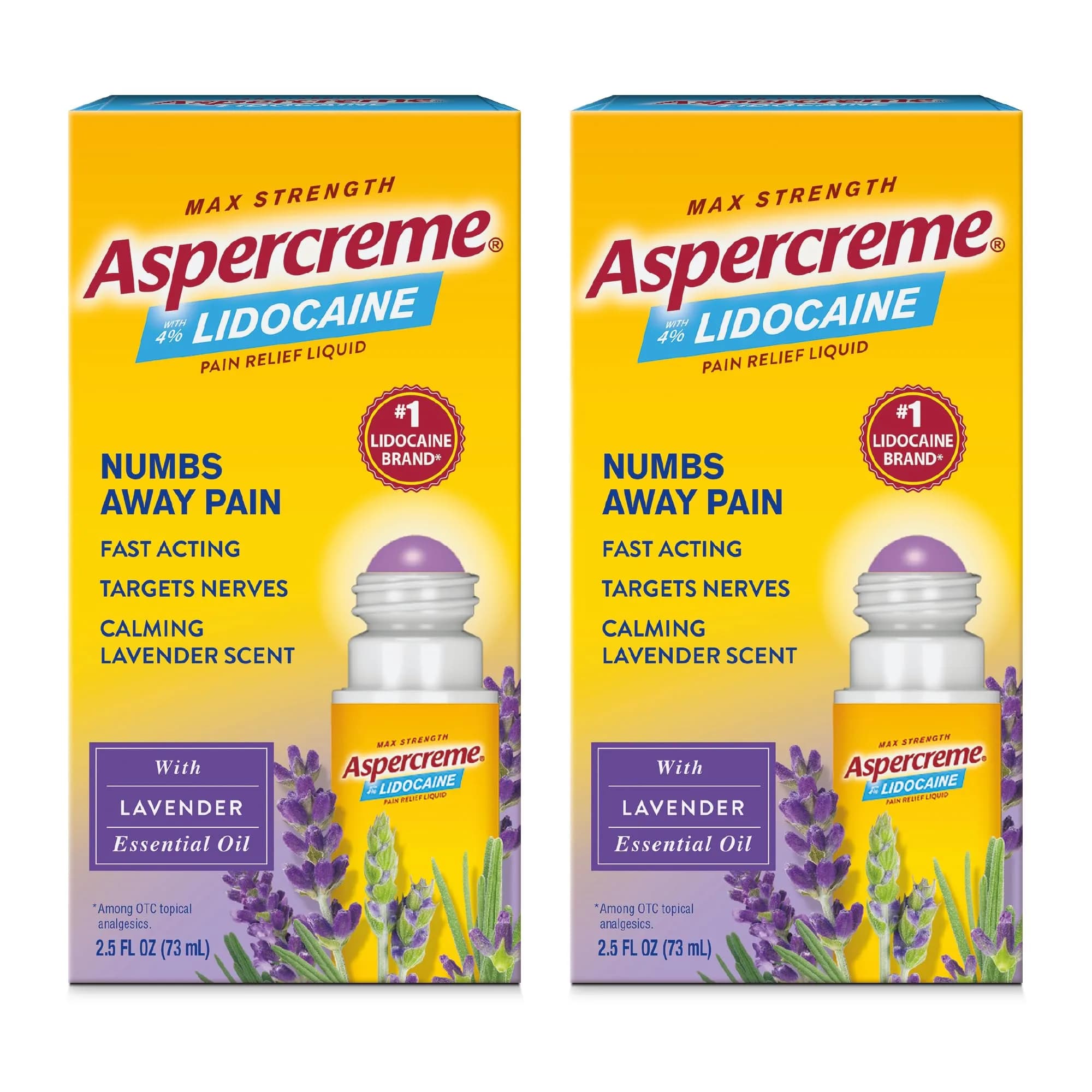 Aspercreme Essential Oils Pain Relief Roll On, Lavender, 2.5 oz. | Fast-Acting, No-Grease, Travel-Friendly