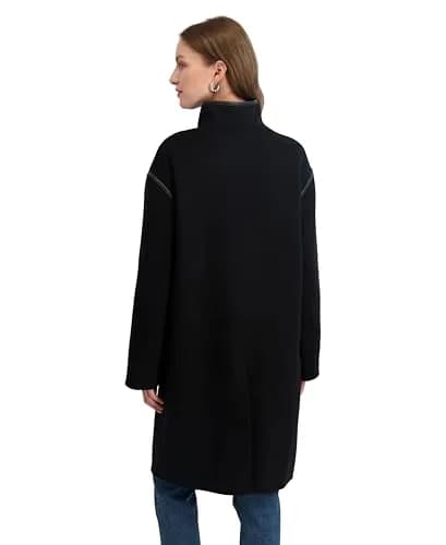 TAHARI Women's Sydney Soft Wool Topper Coat, Black, X-Small | Relaxed Wool Blend Overcoat for Cold Weather thumbnail 2