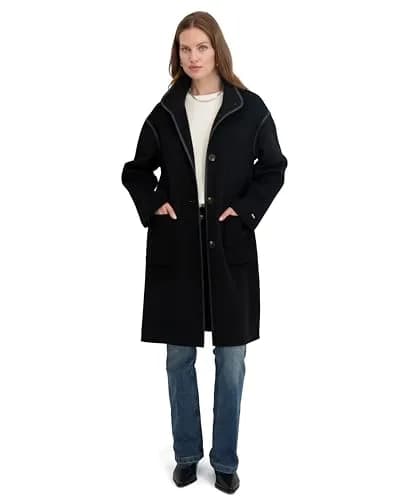 TAHARI Women's Sydney Soft Wool Topper Coat, Black, X-Small | Relaxed Wool Blend Overcoat for Cold Weather thumbnail 3