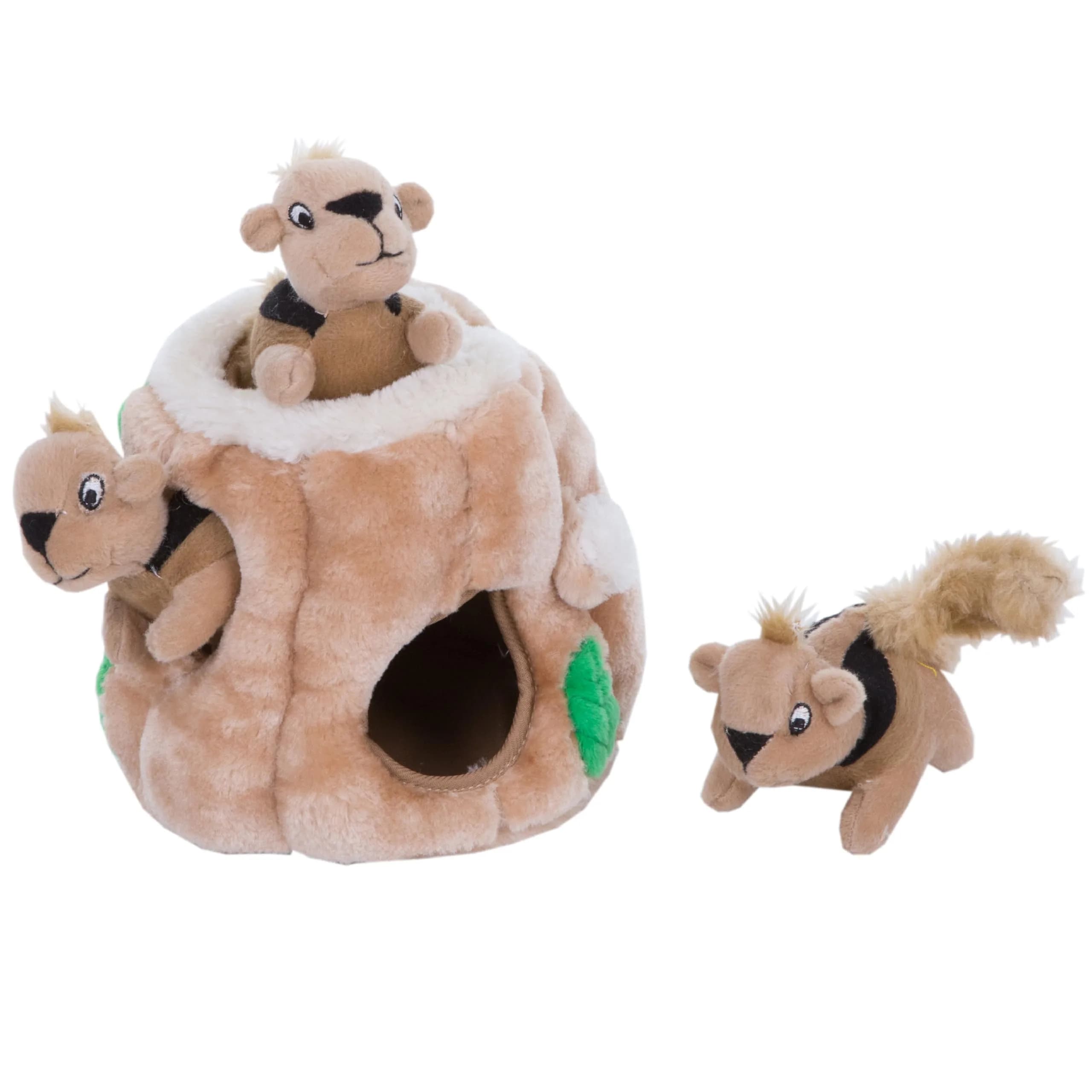 Outward Hound Hide-A-Squirrel Interactive Plush Dog Toy Puzzle with 3 Squeaky Squirrels, Small (Pack of 12) — Squirrel Small