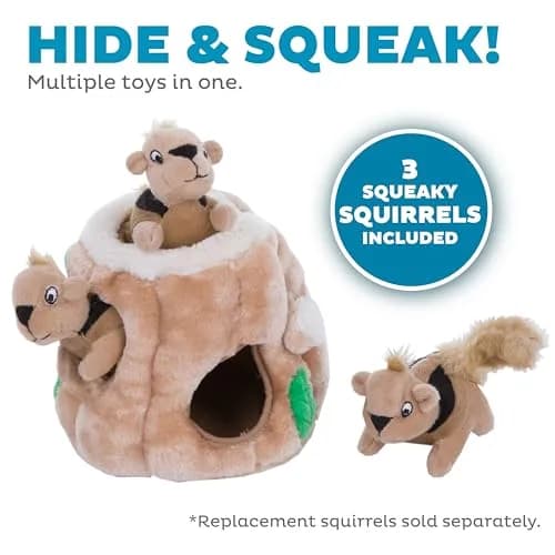 Outward Hound Hide-A-Squirrel Interactive Plush Dog Toy Puzzle with 3 Squeaky Squirrels, Small (Pack of 12) thumbnail 3