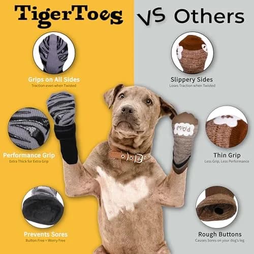 DOK TigerToes XXXL Non-Slip Dog Socks (9.4" Length / 23.8cm) | Extra-Thick Grip for Hardwood Floors & Hot Pavement thumbnail 4