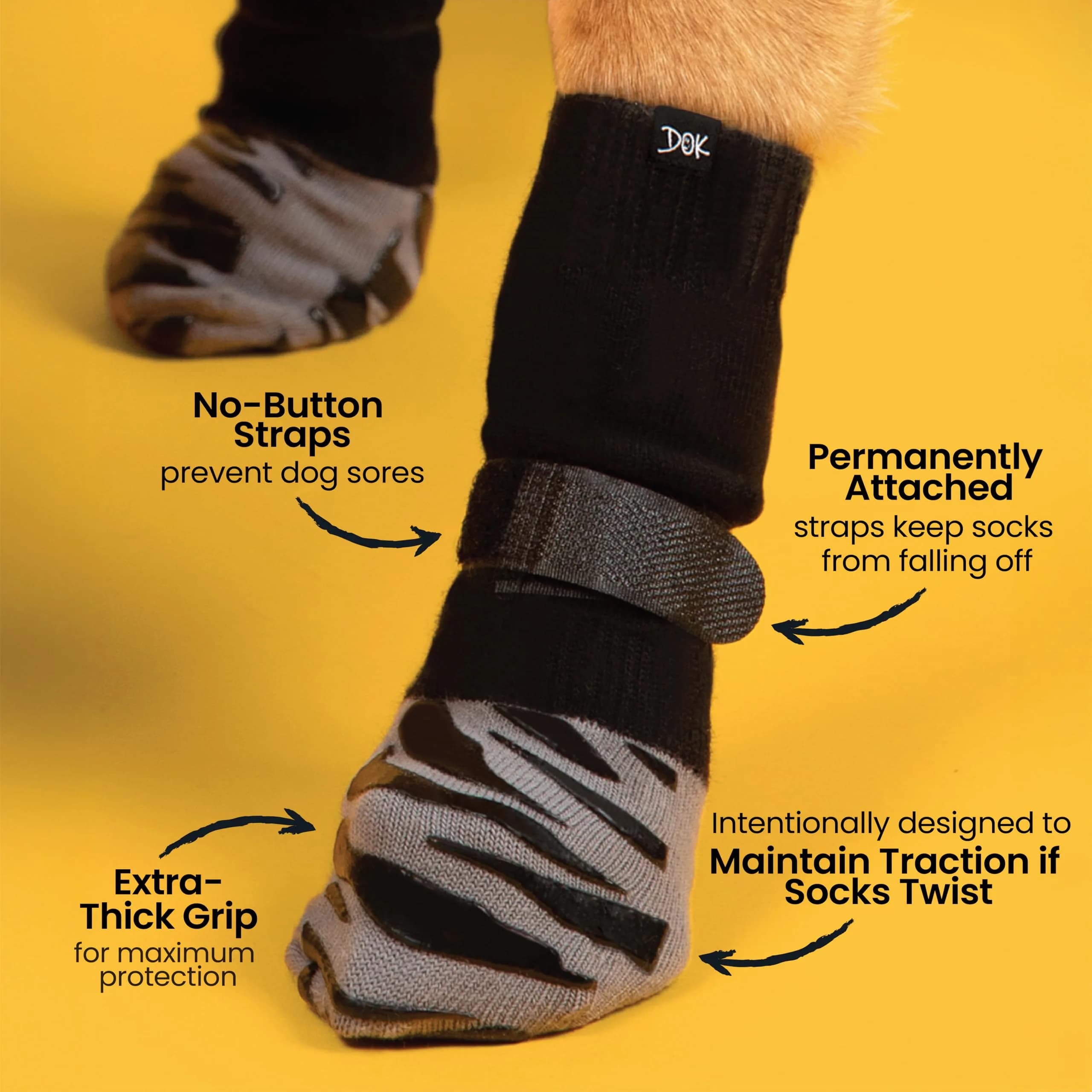 DOK TigerToes XXXL Non-Slip Dog Socks (9.4" Length / 23.8cm) | Extra-Thick Grip for Hardwood Floors & Hot Pavement - view 3