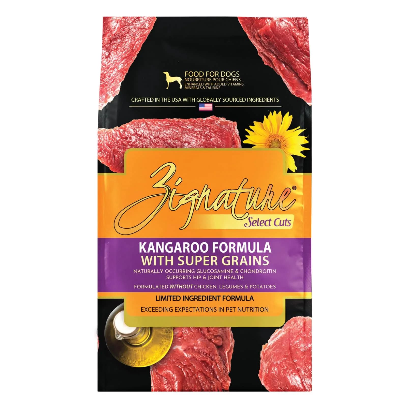 Zignature Select Cuts Kangaroo Formula 25lb Bag | High-Protein, Limited Ingredient Dog Food