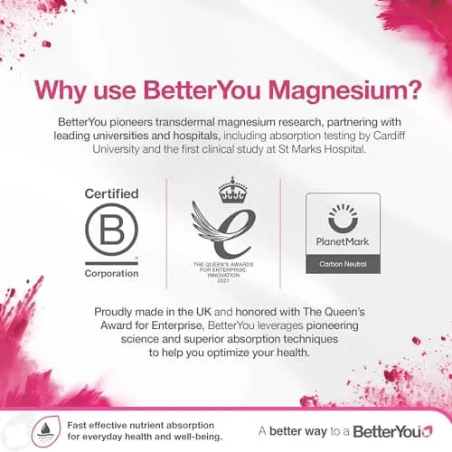 BetterYou Magnesium Oil Body Spray Natural 100ml (3.38 Fl Oz) | Supports Muscle Recovery & Bone Health thumbnail 6