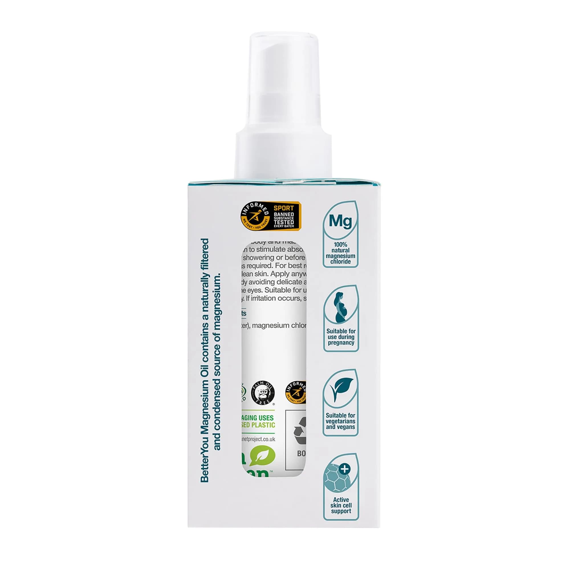 BetterYou Magnesium Oil Body Spray Natural 100ml (3.38 Fl Oz) | Supports Muscle Recovery & Bone Health - view 8