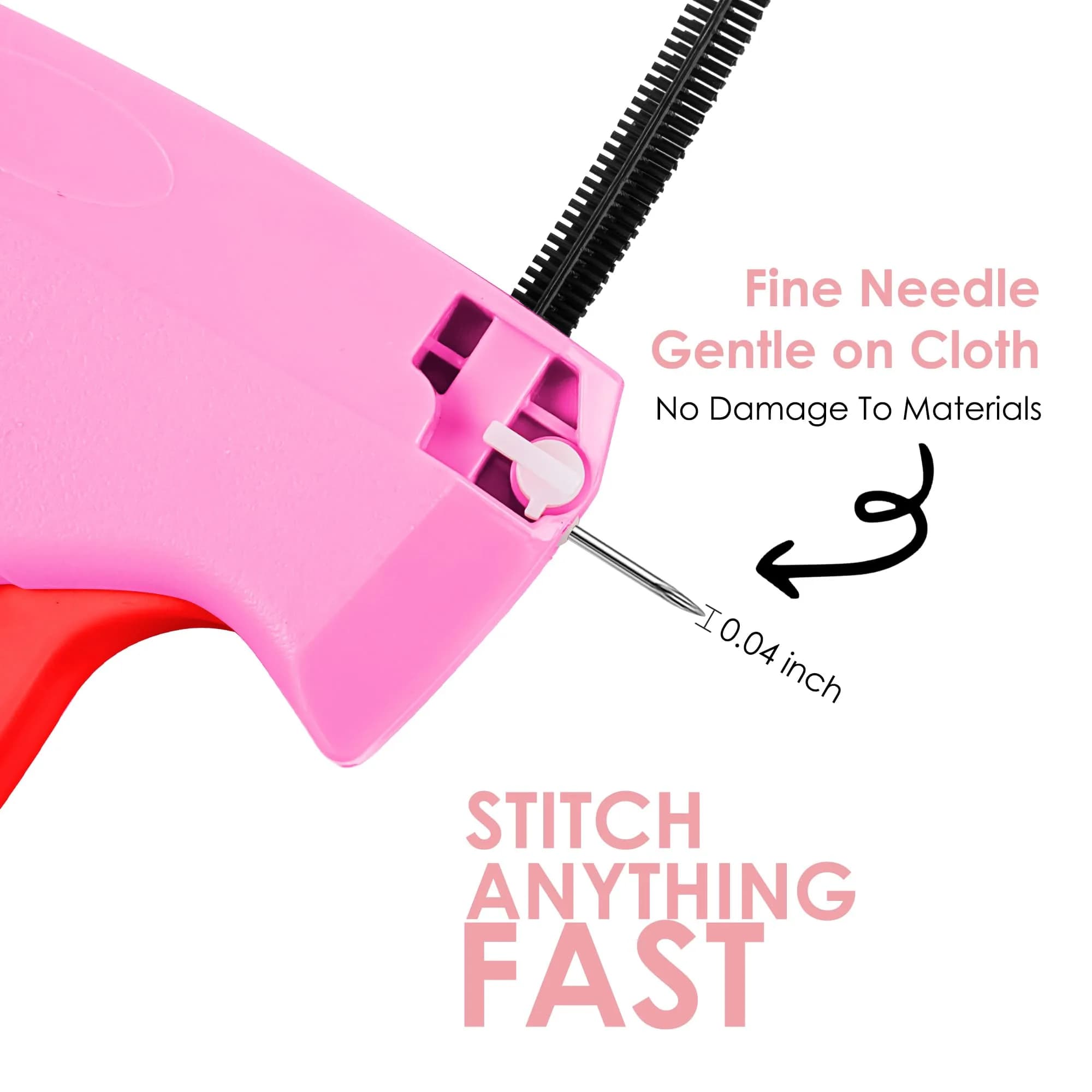 Scopck Handheld Stitch Gun for Clothes, Pink-Red | Quick Clothing Fixer with 6 Needles & 2000 Fasteners - view 3