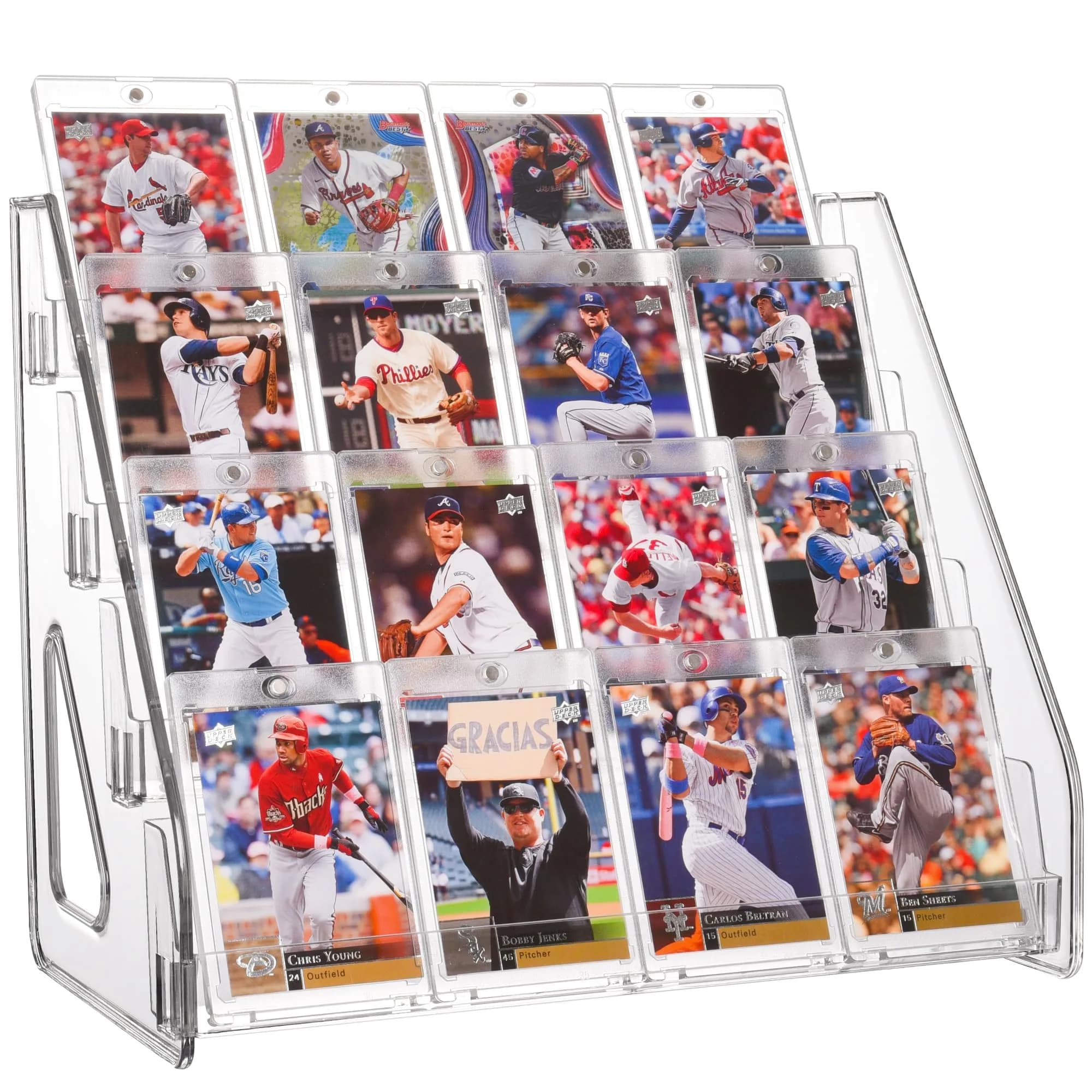 CELSOL 4 Tier Clear Acrylic Card Display Stand 32cm (12.6") | Holds Graded Slabs, Trading Cards, Greeting Cards